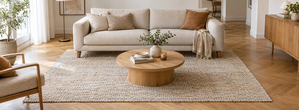 Vloerkleed woonkamer kiezen: maat, materiaal en poolhoogte