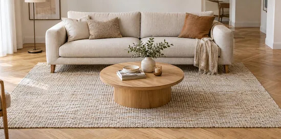 Vloerkleed woonkamer kiezen: maat, materiaal en poolhoogte