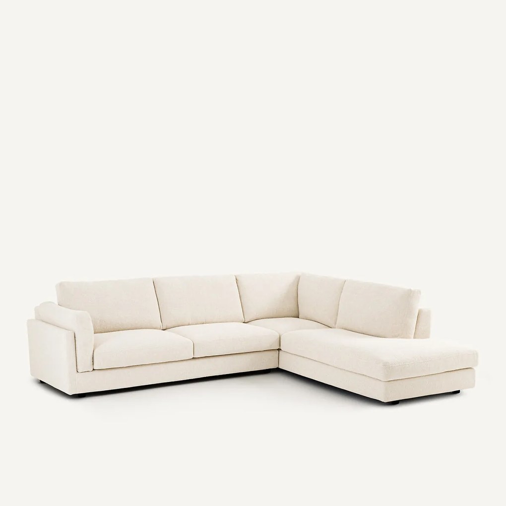 Omvormbare hoekbank met longchair, bouclettestof, César