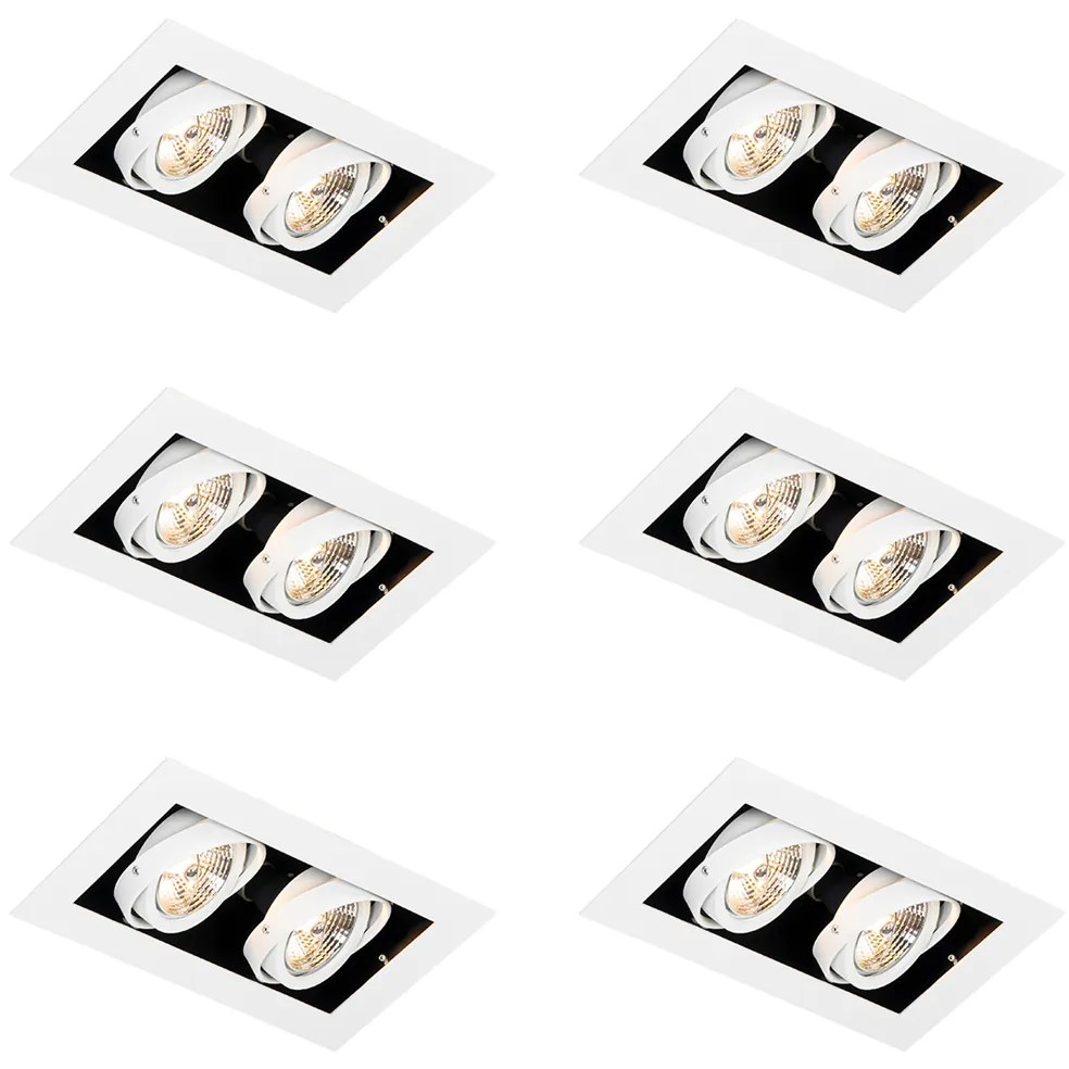 Set van 6 Moderne inbouwspot wit 2-lichts verstelbaar - Oneon 70 GU10 Scandinavisch Binnenverlichting Lamp