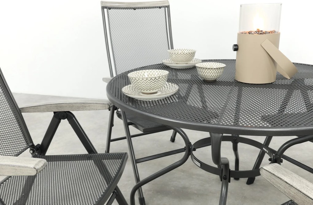 Balero ronde verstelbare bistroset strekmetaal Ø105 cm. - Antraciet