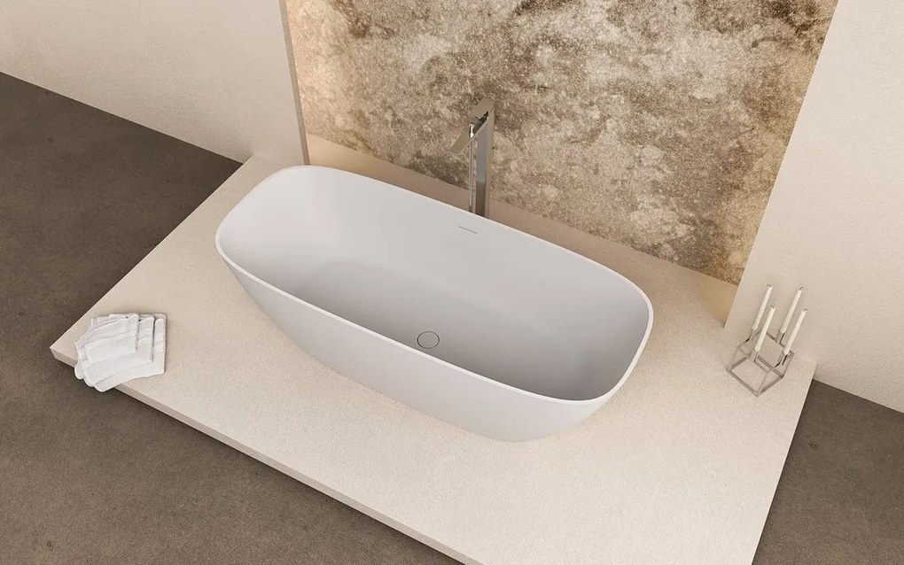 Polysan Medina vrijstaand bad wit mat solid surface 165x70cm
