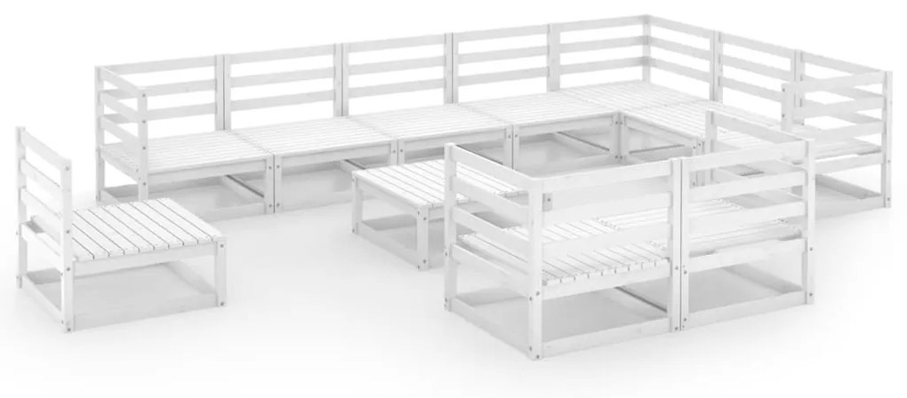 vidaXL 11-delige Loungeset massief grenenhout wit