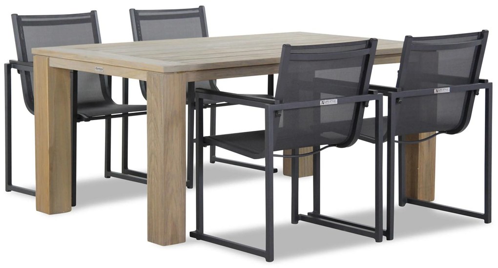 Tuinset 4 personen 165 cm Textileen Grijs Lifestyle Garden Furniture Delgada/Brighton
