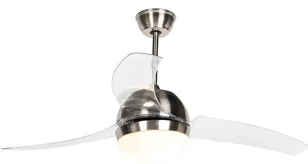 Plafondventilator met lamp staal met afstandsbediening - Bora Modern E27 rond Binnenverlichting Lamp