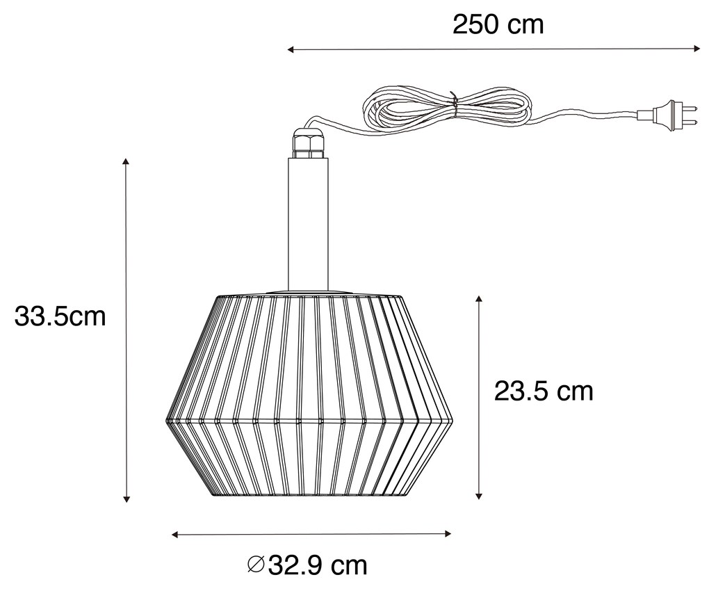 Moderne buiten hanglamp zwart met witte kap 32.9 cm IP44 - Robbert
