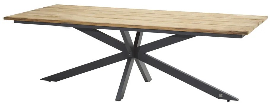 4 Seasons Outdoor Minerva tafel met HPL woodlook blad 220 x 95 cm *Showroommodel Tuintafel antraciet weerbestendig