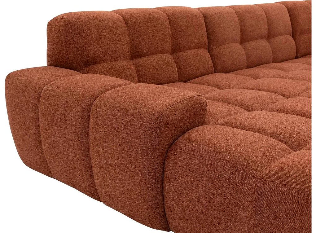 Goossens Excellent Bank Kubus bruin, stof, 1,5-zits, modern design met chaise longue links