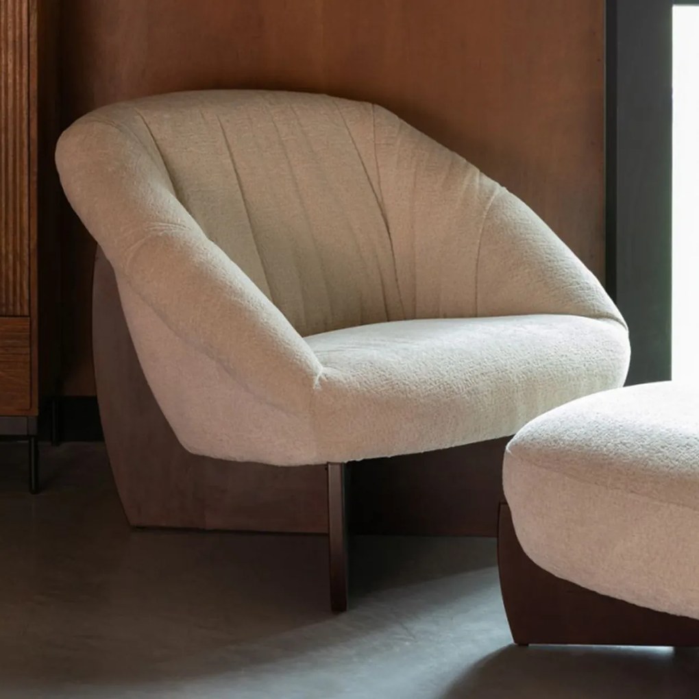 Dutchbone Emilius Retro Fauteuil Beige Walnoot