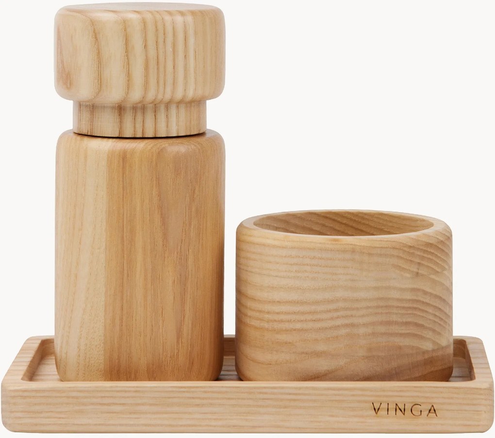 Zout- en peperstrooier Retro van essenhout, 3 stuks