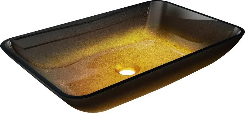 Mexen Megan gouden glazen opbouw waskom 56 x 36 cm, donker goud - 24135651