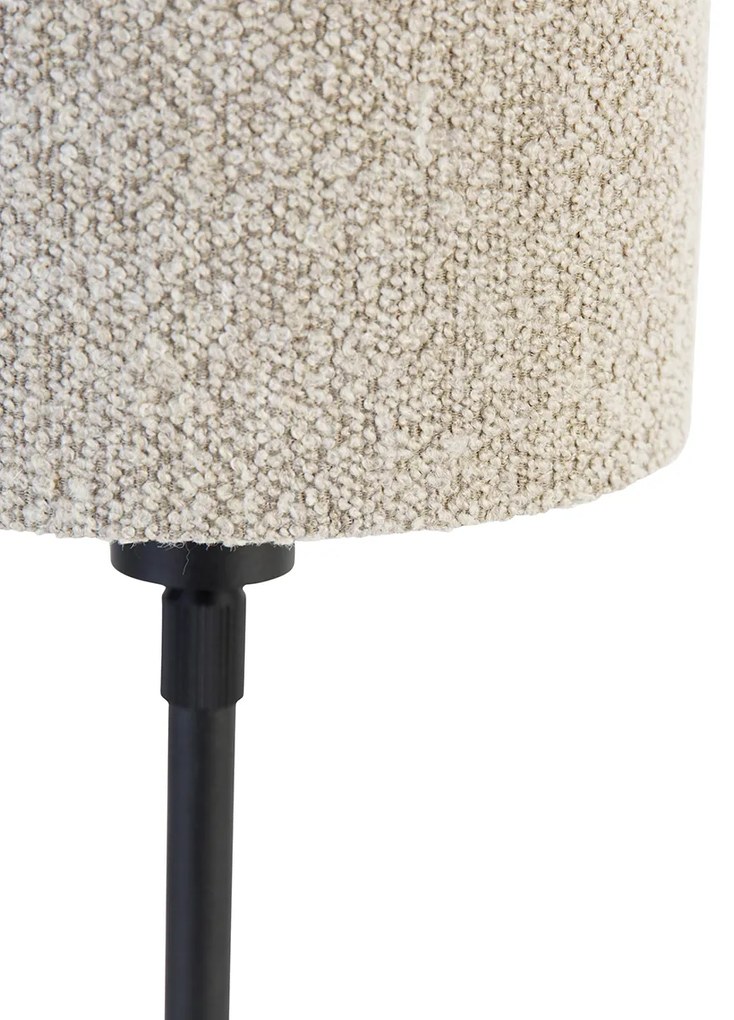 Tafellamp zwart verstelbaar met boucle kap taupe 20 cm - Parte Design E27 rond Binnenverlichting Lamp