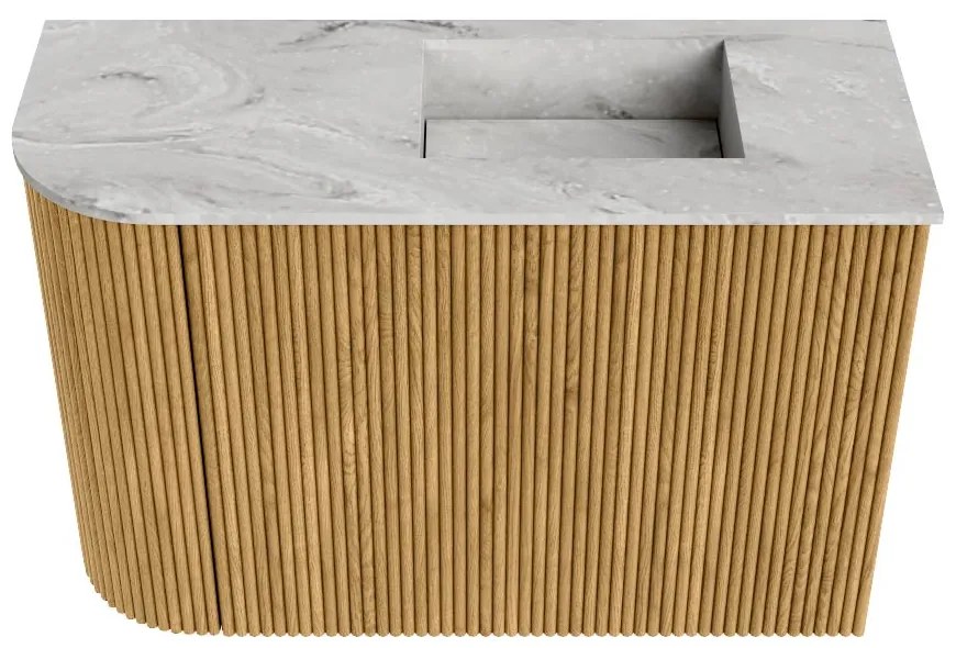 Mondiaz Joya DLux 60cm toiletmeubel ronding links oak met wastafel faye rechts 1 kraangat glace