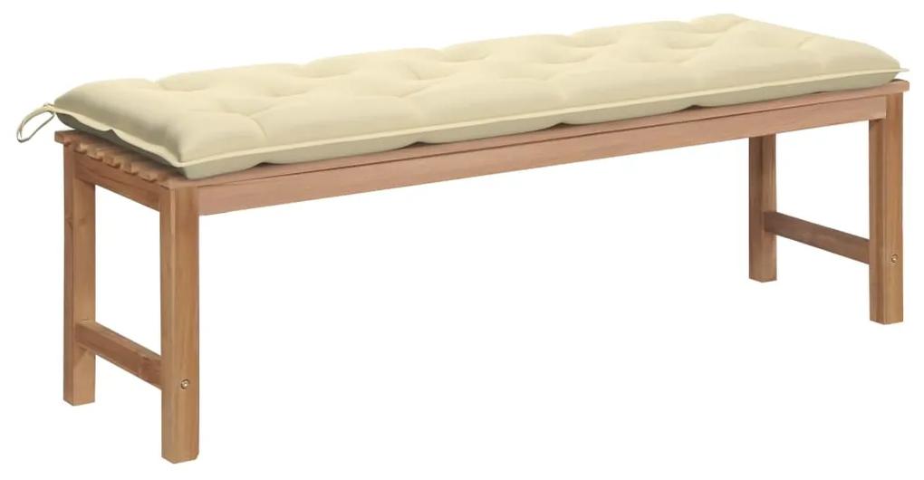 Medina Tuinbank met crèmewit kussen 150 cm massief teakhout