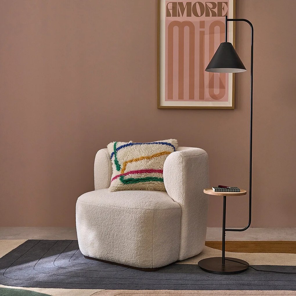 Staande lamp met metalen en eiken plank Mugli