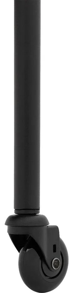 Goossens Eetkamerstoel Funk Zwarte Poten grijs leer leuning en Zwart skater wiel met zwarte kapmet wielen, modern design