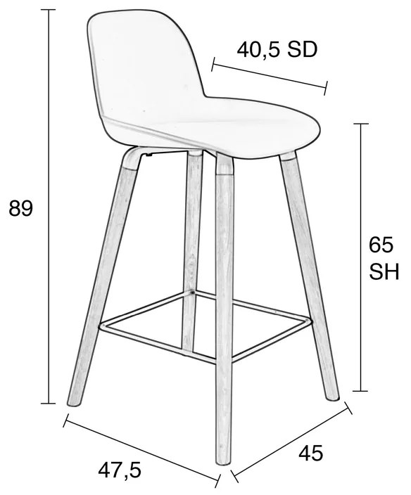 Zuiver Albert Kuip Design Barkruk Grijs
