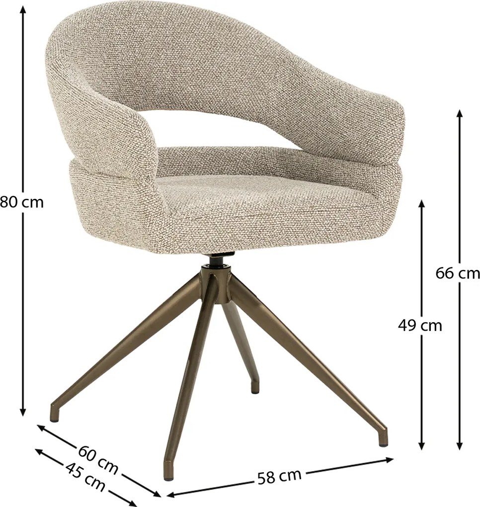 Eetstoel Brons Frame Taupe