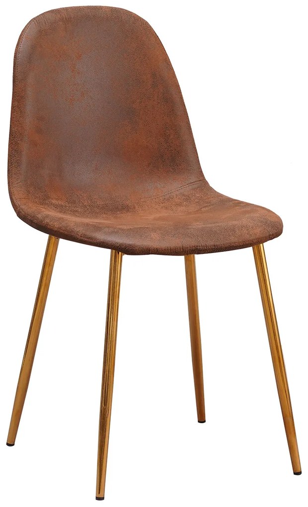 Gouden Teok Stoel Kunstleer Vintage Bruin