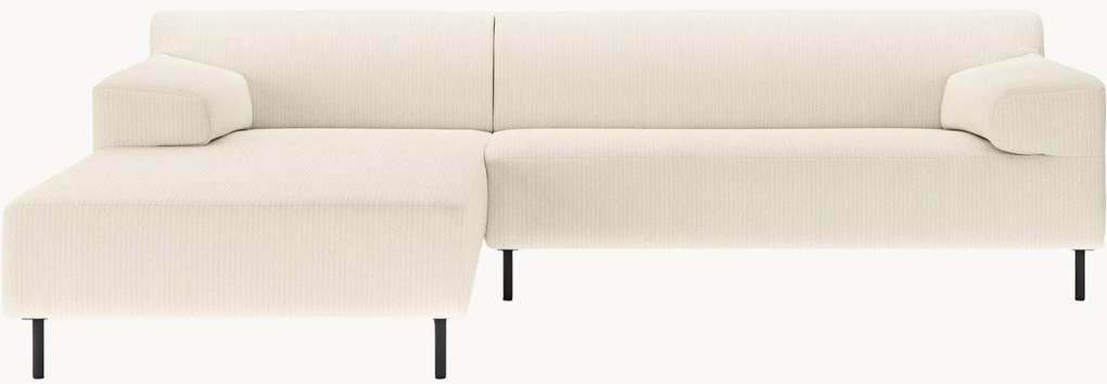 Ribfluwelen hoekbank freistil180, wit/zwart