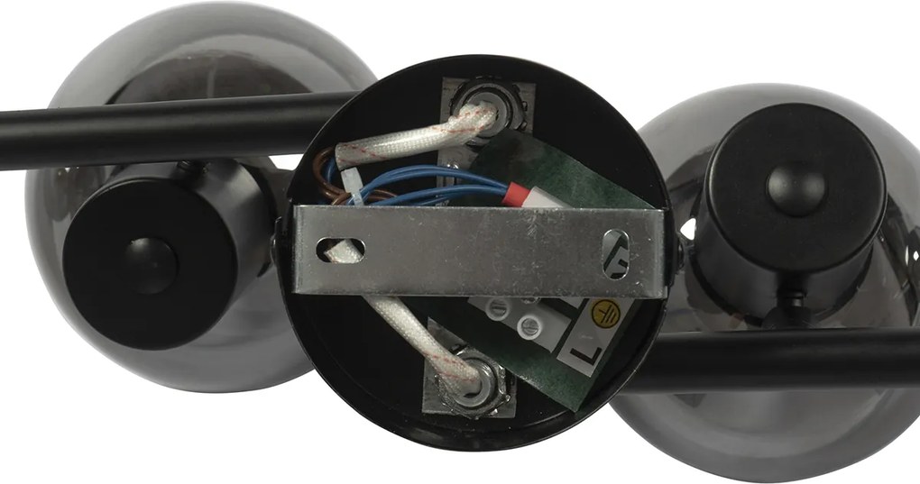 Smart plafondlamp zwart met smoke glas incl. 4 Wifi P45 - Vidro