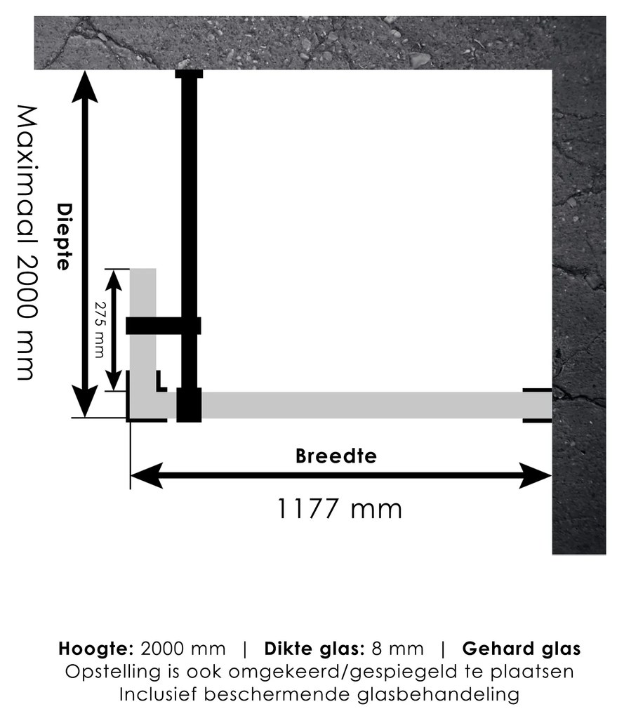 Brauer JC profielloze inloopdouche 120/30cm gunmetal geborsteld