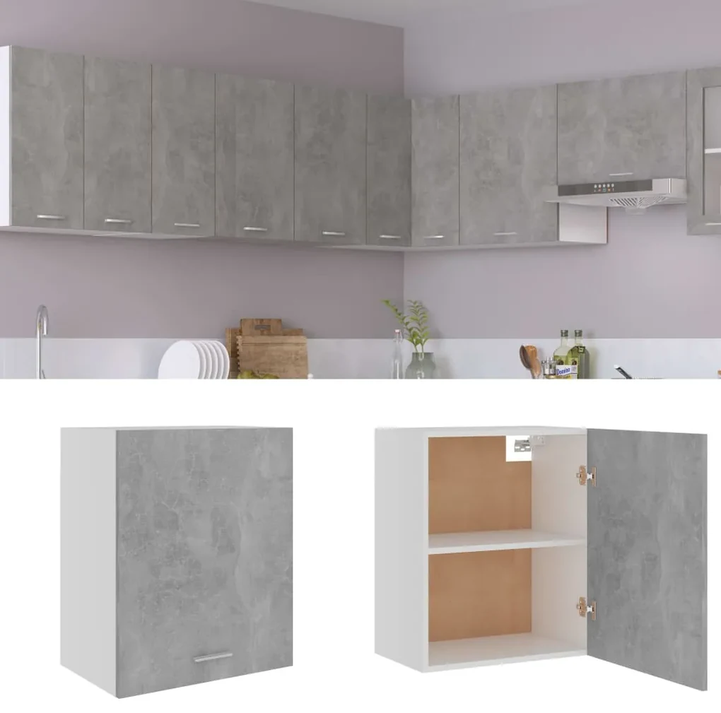 vidaXL Hangkast 50x31x60 cm bewerkt hout betongrijs