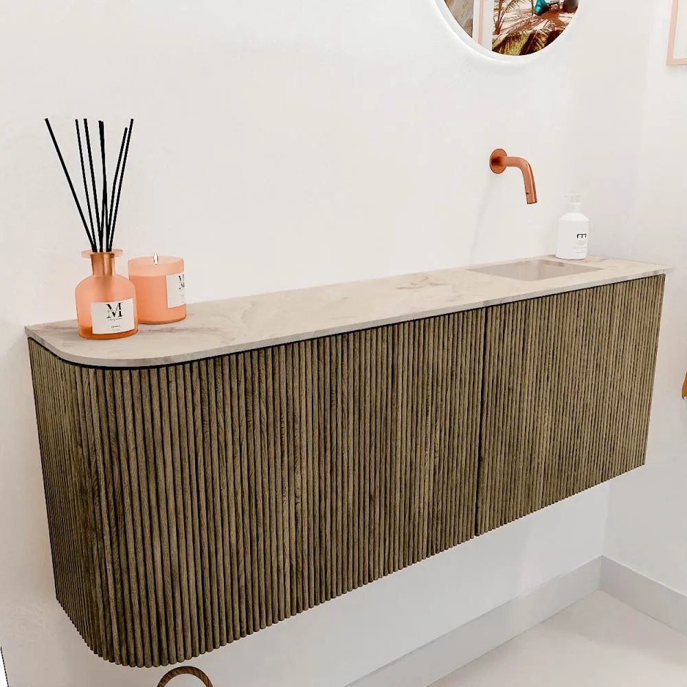 Mondiaz Joya DLux 110cm toiletmeubel ronding links dusk met wastafel faye rechts zonder kraangat frappe