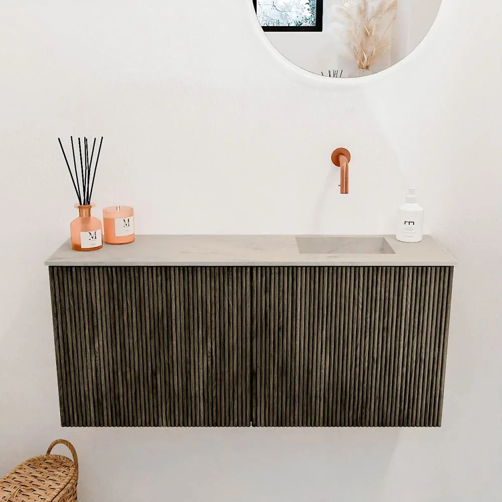 Mondiaz Joya DLux 90cm toiletmeubel shadow met wastafel faye rechts zonder kraangat opalo