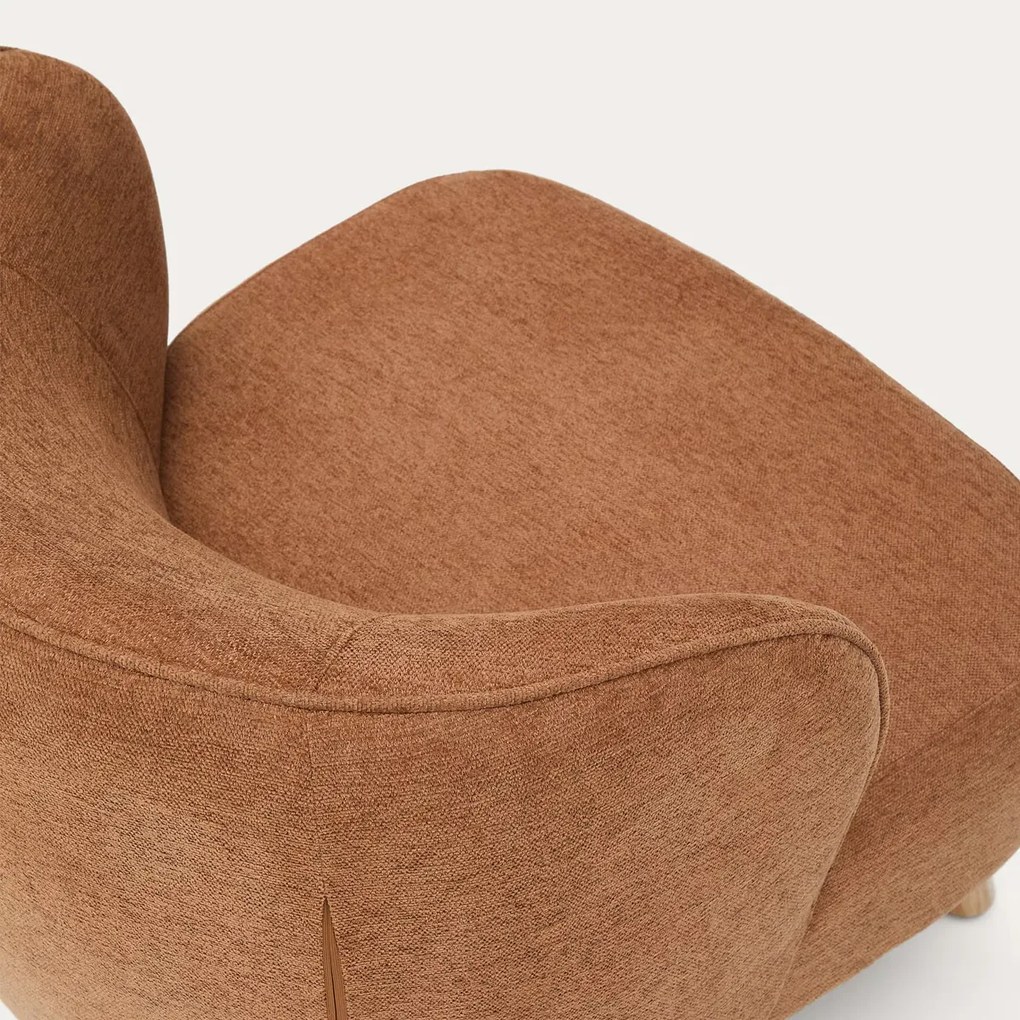 Kave Home Ulit Fauteuil Terra Chenille Met Houten Pootjes