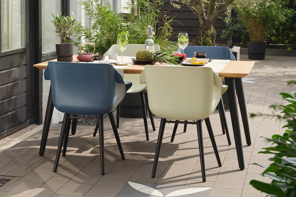 Set van 4 - Hartman Sophie Element dining armstoel - Steel Blue - Alu poot OP=OP