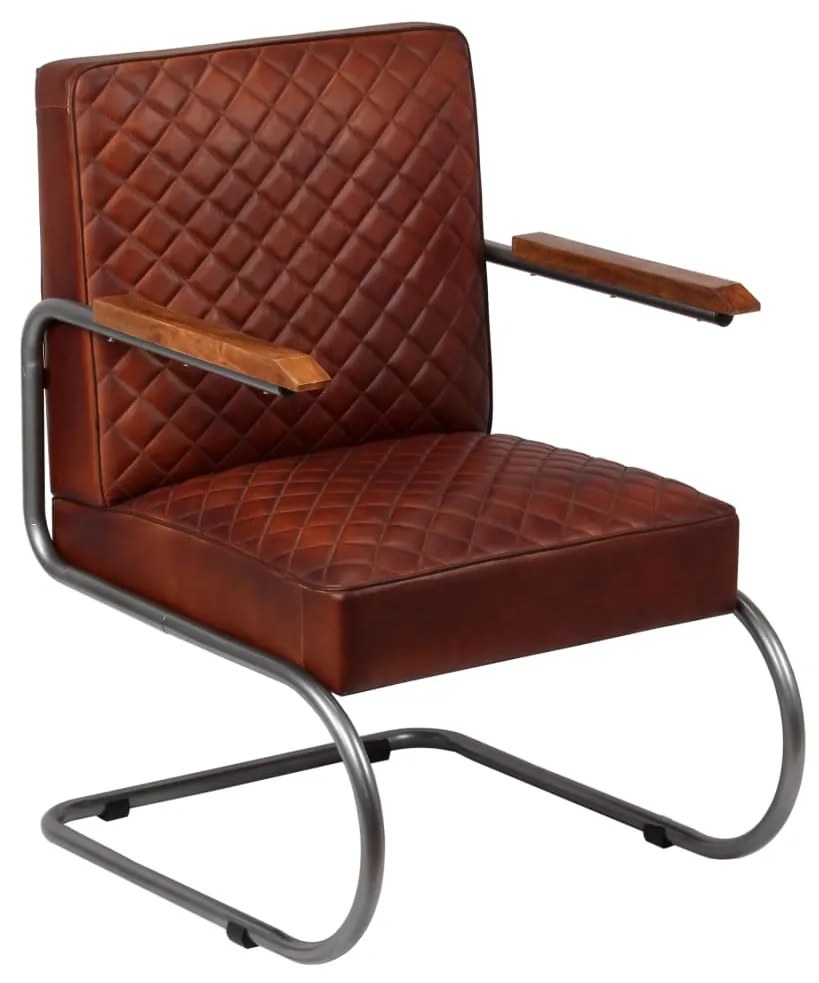 vidaXL Fauteuil echt leer donkerbruin