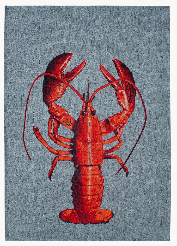 Platgeweven jacquard vloerkleed Lobster