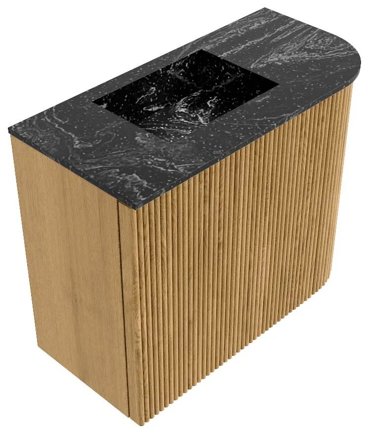 Mondiaz Joya DLux 50cm toiletmeubel ronding rechts oak met wastafel faye links zonder kraangat lava