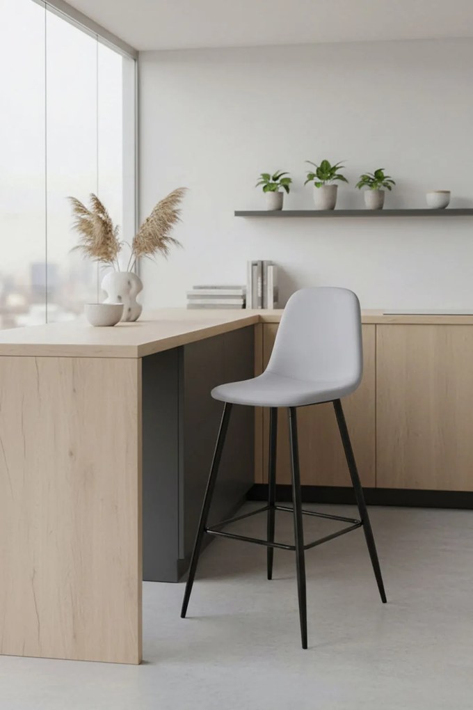 Zwarte Teok stoffen kruk