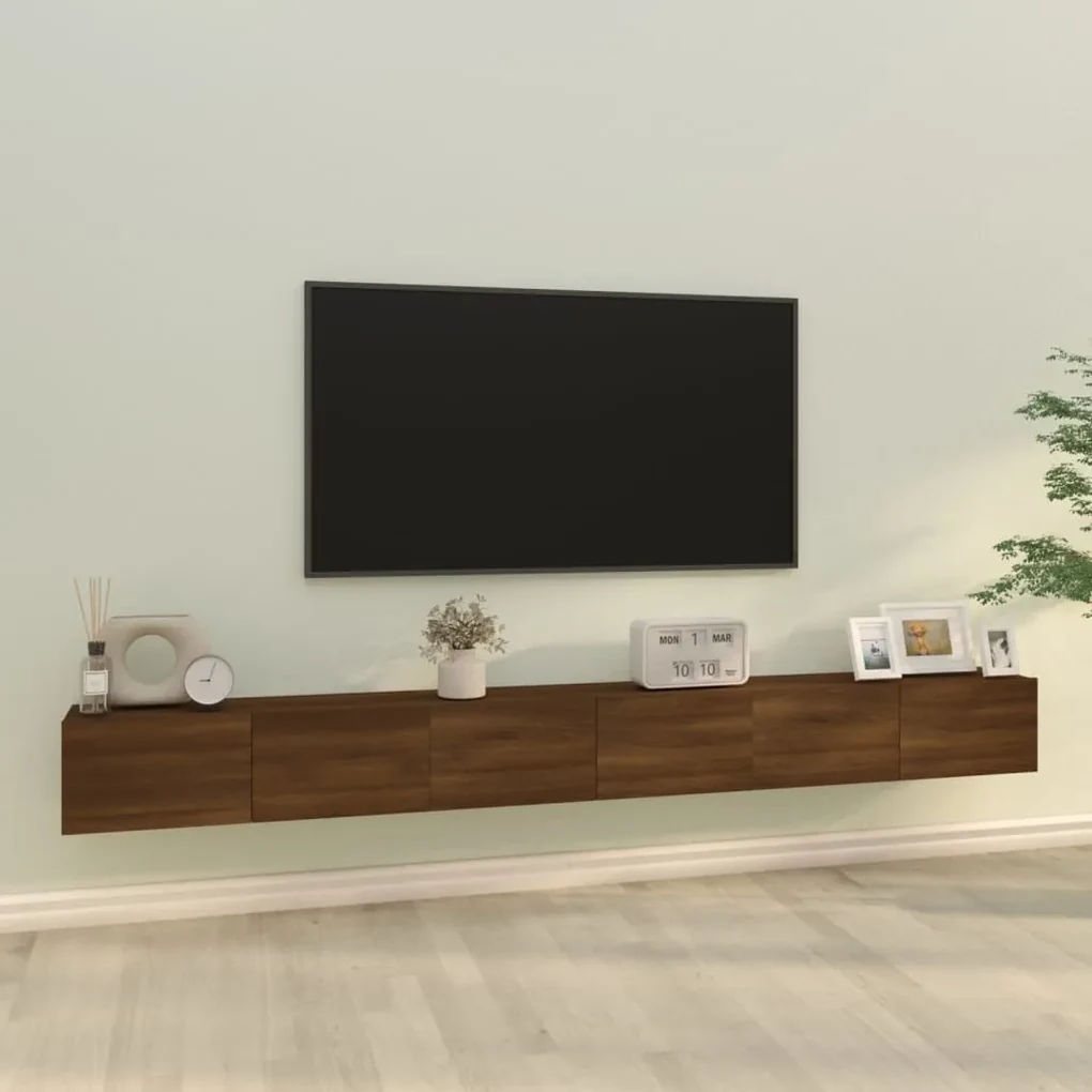 vidaXL 3-delige Tv-meubelset bewerkt hout bruineikenkleurig