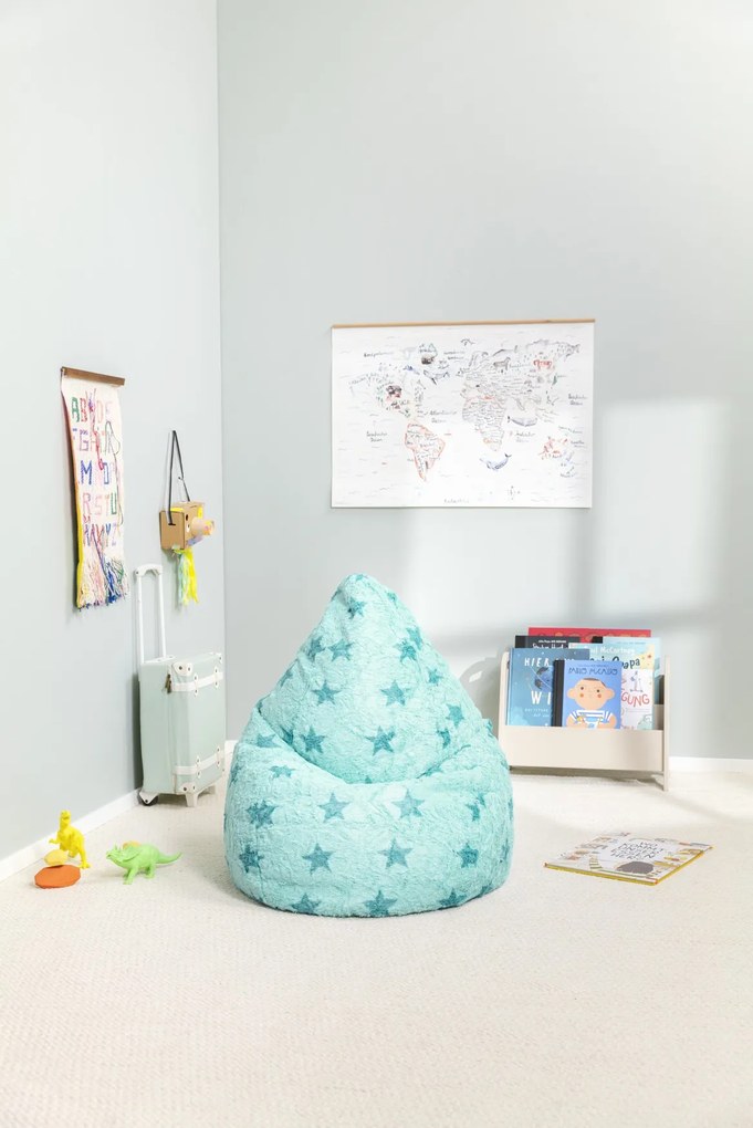 Kinder Zitzak Zitzak Fluffy Stars L - Turquoise