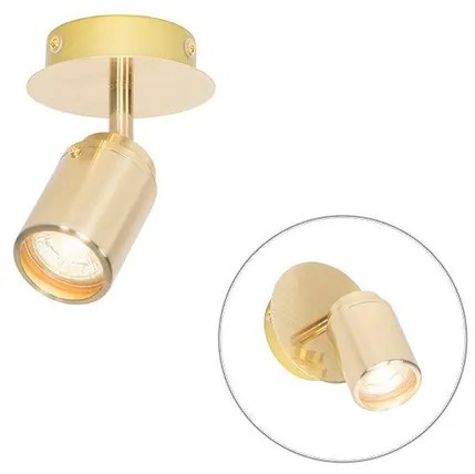 QAZQA Ducha badkamer plafondlamp - 10x10cm - 1 spot - IP44 - messing (goud) 104391