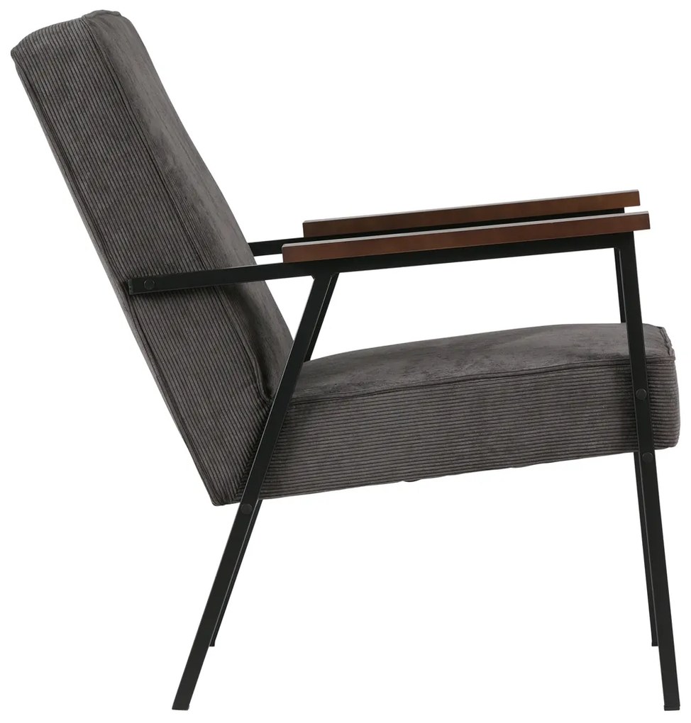 Woood Sally Retro Fauteuil Ribfluweel Grijs