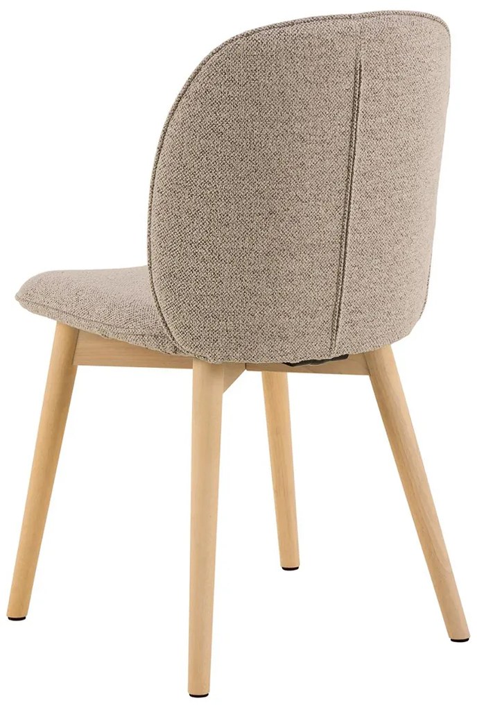 Eetkamerstoel Met Houten Poten Beige Boucle