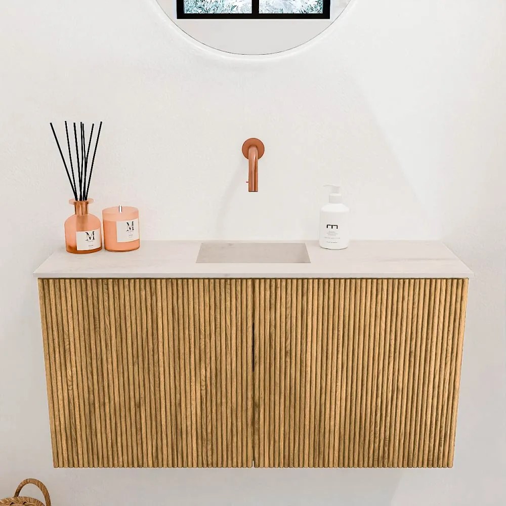 Mondiaz Joya DLux 80cm toiletmeubel oak met wastafel faye midden zonder kraangat meli