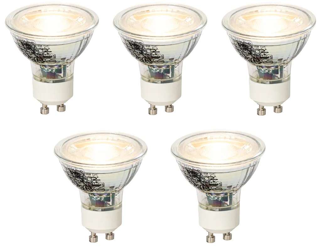 Set van 5 GU10 dimbare LED lamp 4W 300 lm 2700K