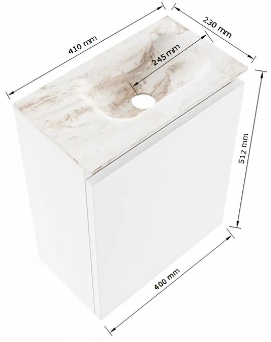 Mondiaz Ture DLux toiletmeubel 40cm ocher met wastafel opalo rechts zonder kraangat