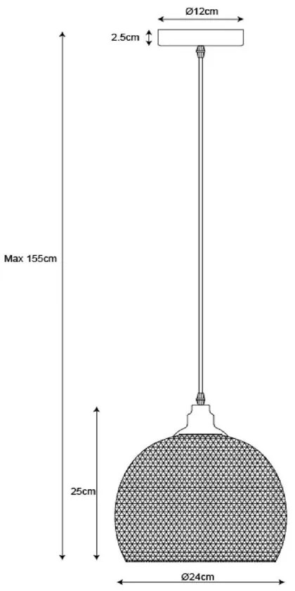 Lucide Mesh hanglamp 22cm 1x E27 zwart