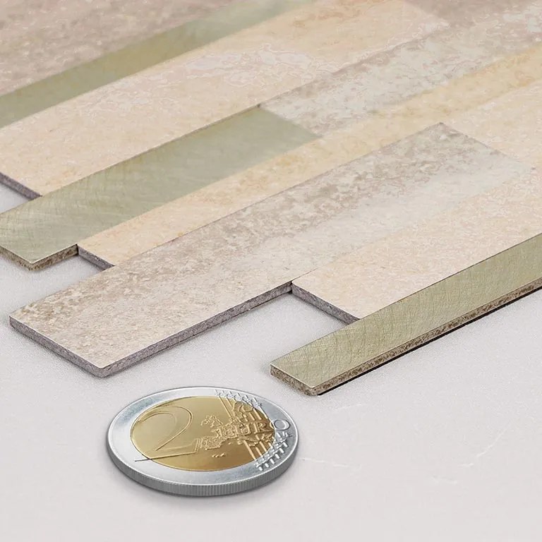Zelfklevende Steenstrip Tegelstrook Beige - 29.8 cm x 29.6 cm x 0.40 cm | 0.5 kg | Paneli zelfklevende steenstrips