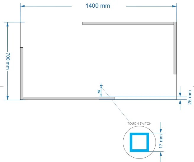 Sanigoods Line spiegel met LED-verlichting en verwarming 140x70cm