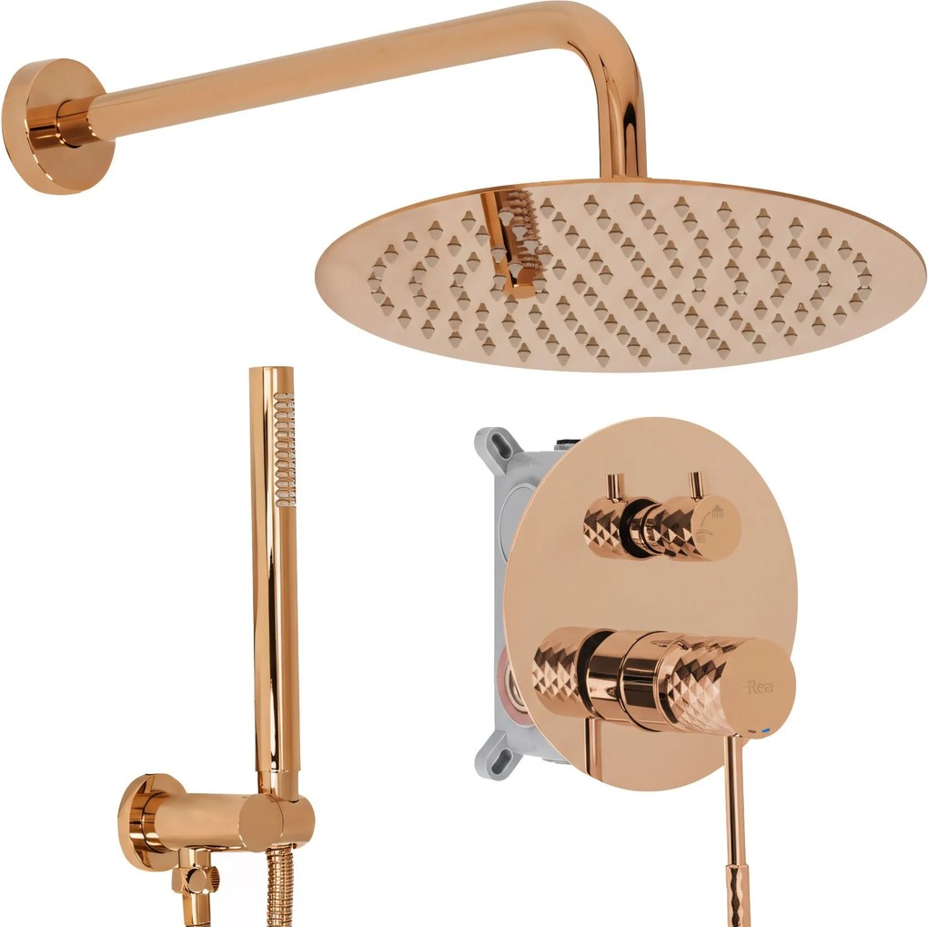 Inbouw regendoucheset Rea Lungo Diamond Copper + BOX