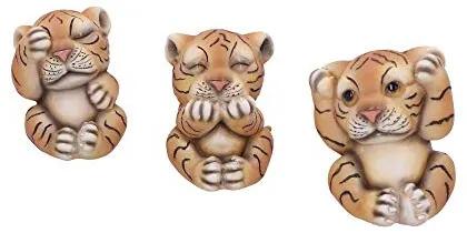 See, Hear, Speak No Evil Striped Tiger Cub Figurines Decoratiefiguur Tijgerjong, gestreept, polyresin, oranje, eenheidsmaat