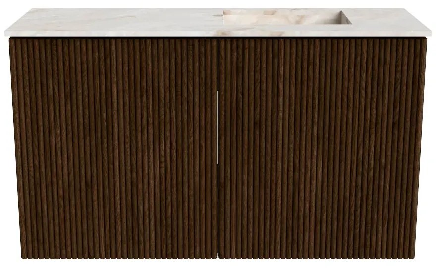 Mondiaz Joya DLux 70cm toiletmeubel walnut met wastafel faye rechts zonder kraangat frappe
