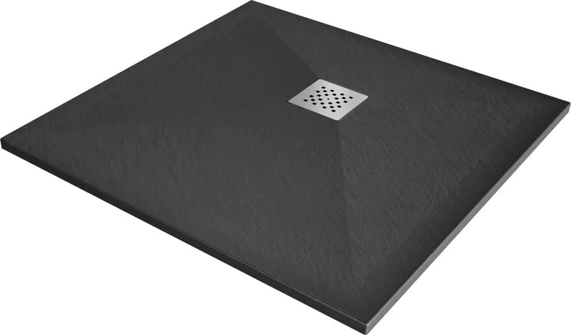 Mexen Stone+ vierkante composiet douchebak 90 x 90 cm, antraciet - 44719090